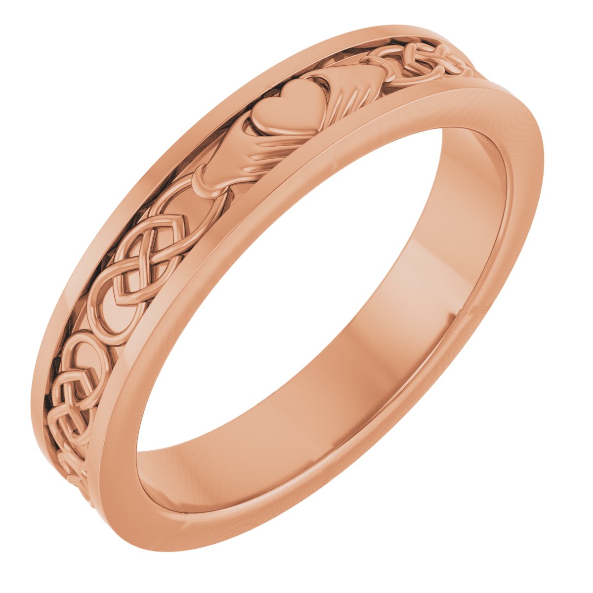 Claddagh Flat Band with Bead Blast Finish