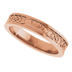 Claddagh Flat Band with Bead Blast Finish