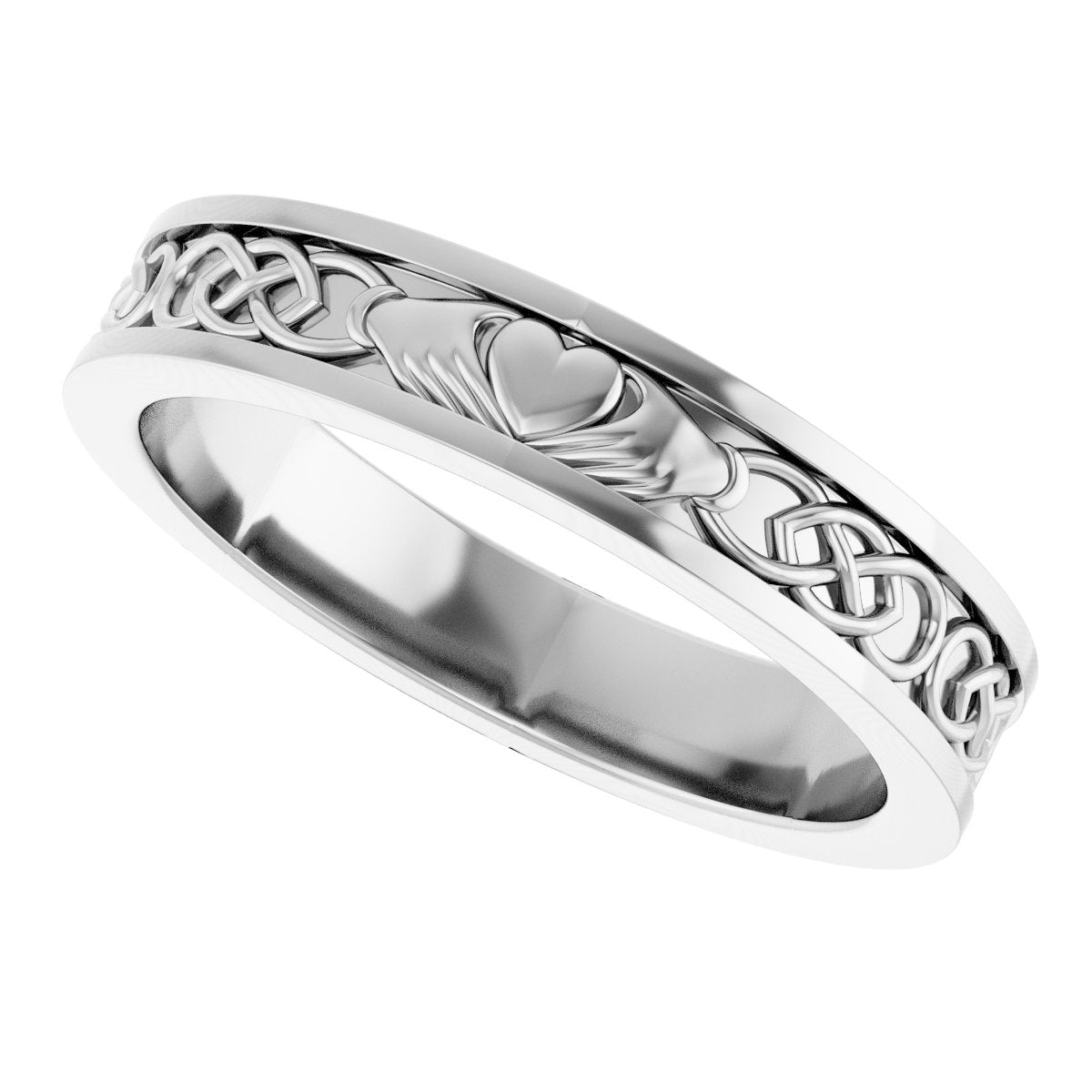 Claddagh Flat Band with Bead Blast Finish