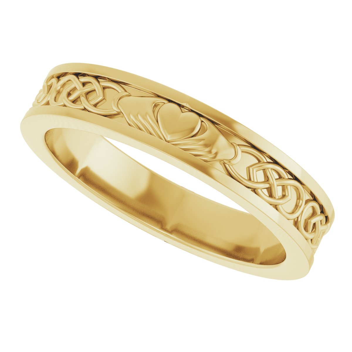 Claddagh Flat Band with Bead Blast Finish