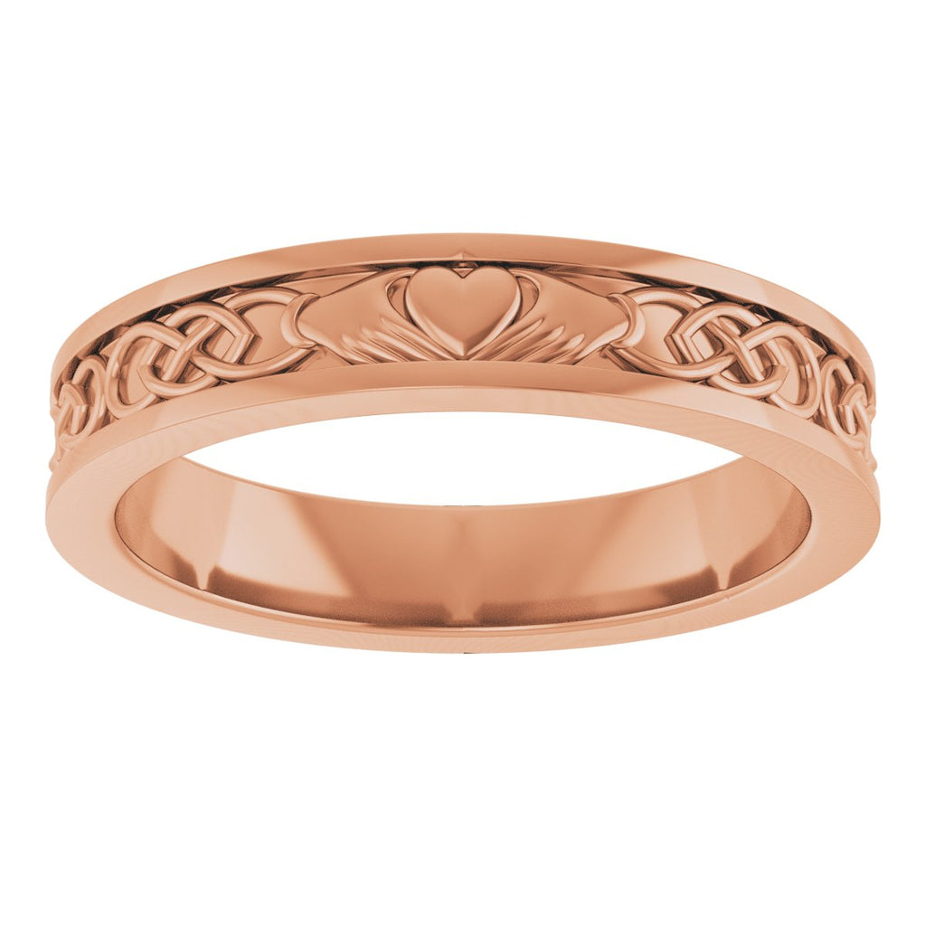 Claddagh Flat Band with Bead Blast Finish