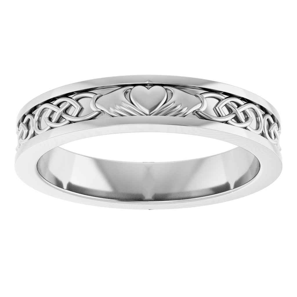 Claddagh Flat Band with Bead Blast Finish