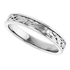 Floral Flat Band with Bead Blast Finish