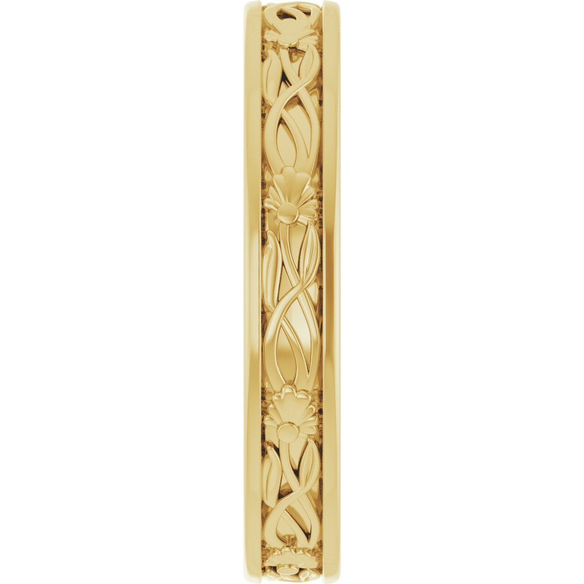 Floral Flat Band with Bead Blast Finish