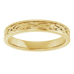 Floral Flat Band with Bead Blast Finish