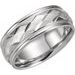 Milgrain Edge Geometric Faceted Comfort-Fit Half Round Band with Satin Finish