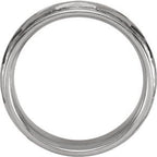 Milgrain Edge Geometric Faceted Comfort-Fit Half Round Band with Satin Finish