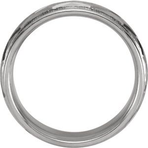 Milgrain Edge Geometric Faceted Comfort-Fit Half Round Band with Satin Finish