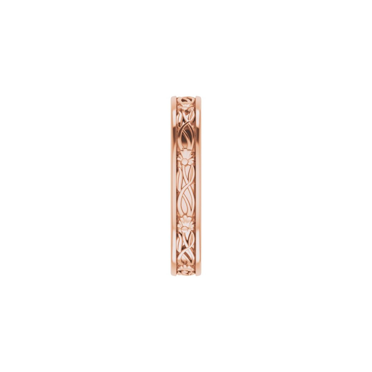 Floral Flat Band with Bead Blast Finish