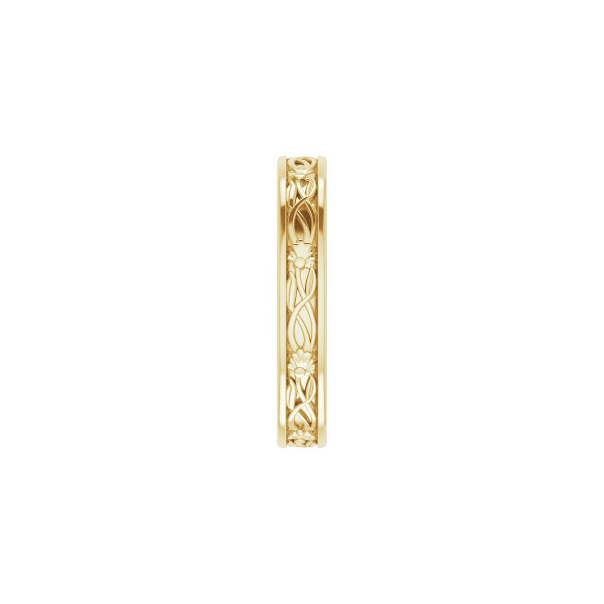 Floral Flat Band with Bead Blast Finish