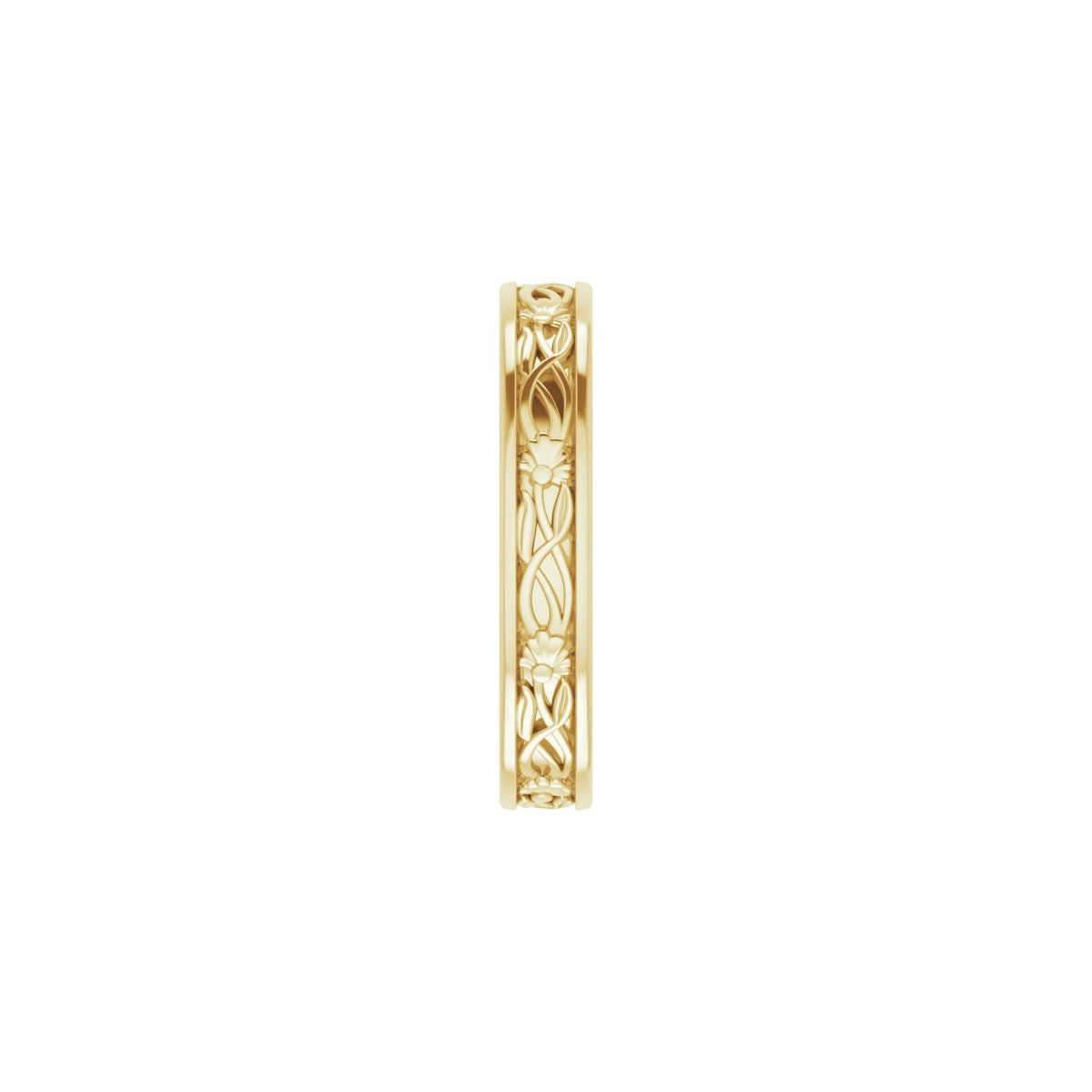 Floral Flat Band with Bead Blast Finish