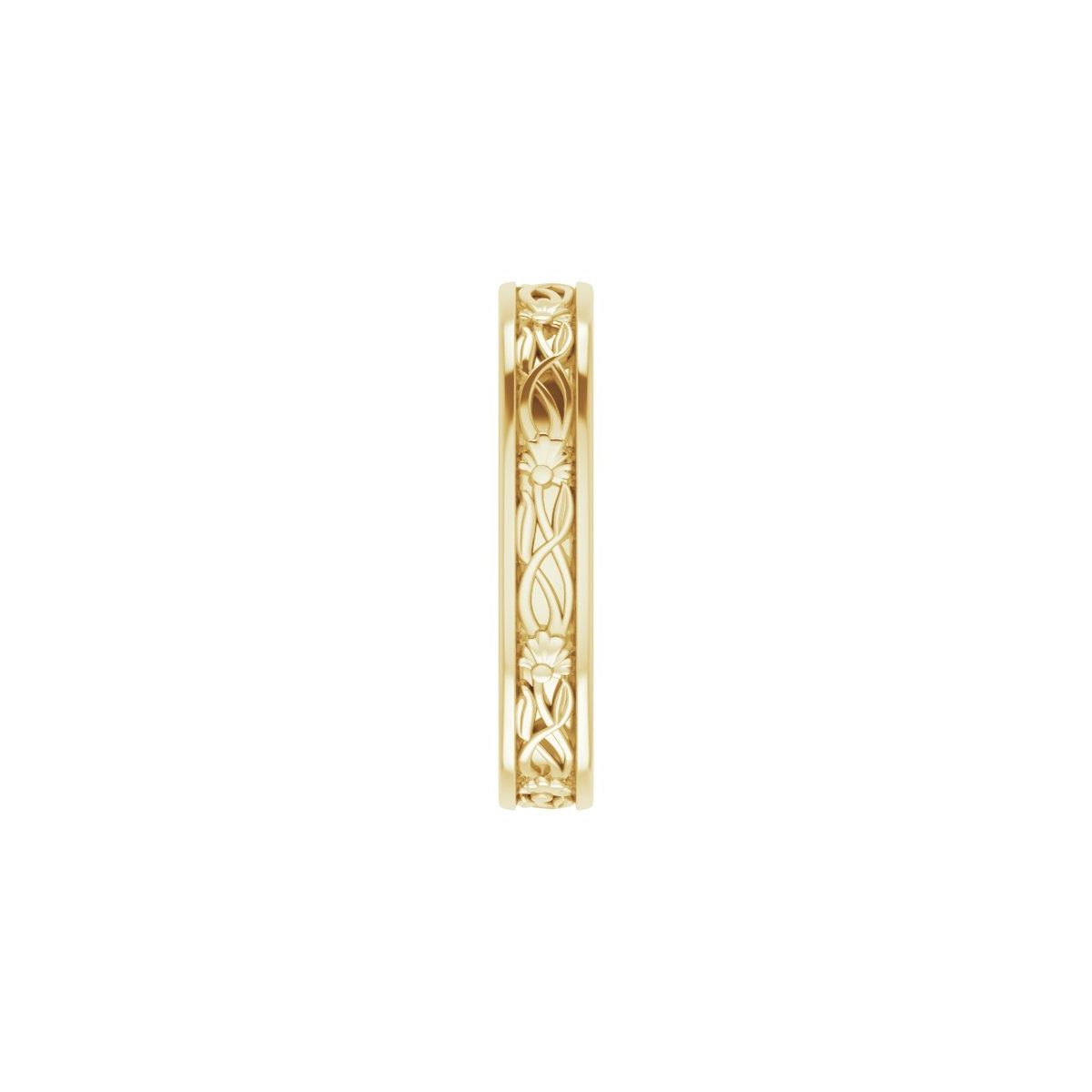 Floral Flat Band with Bead Blast Finish