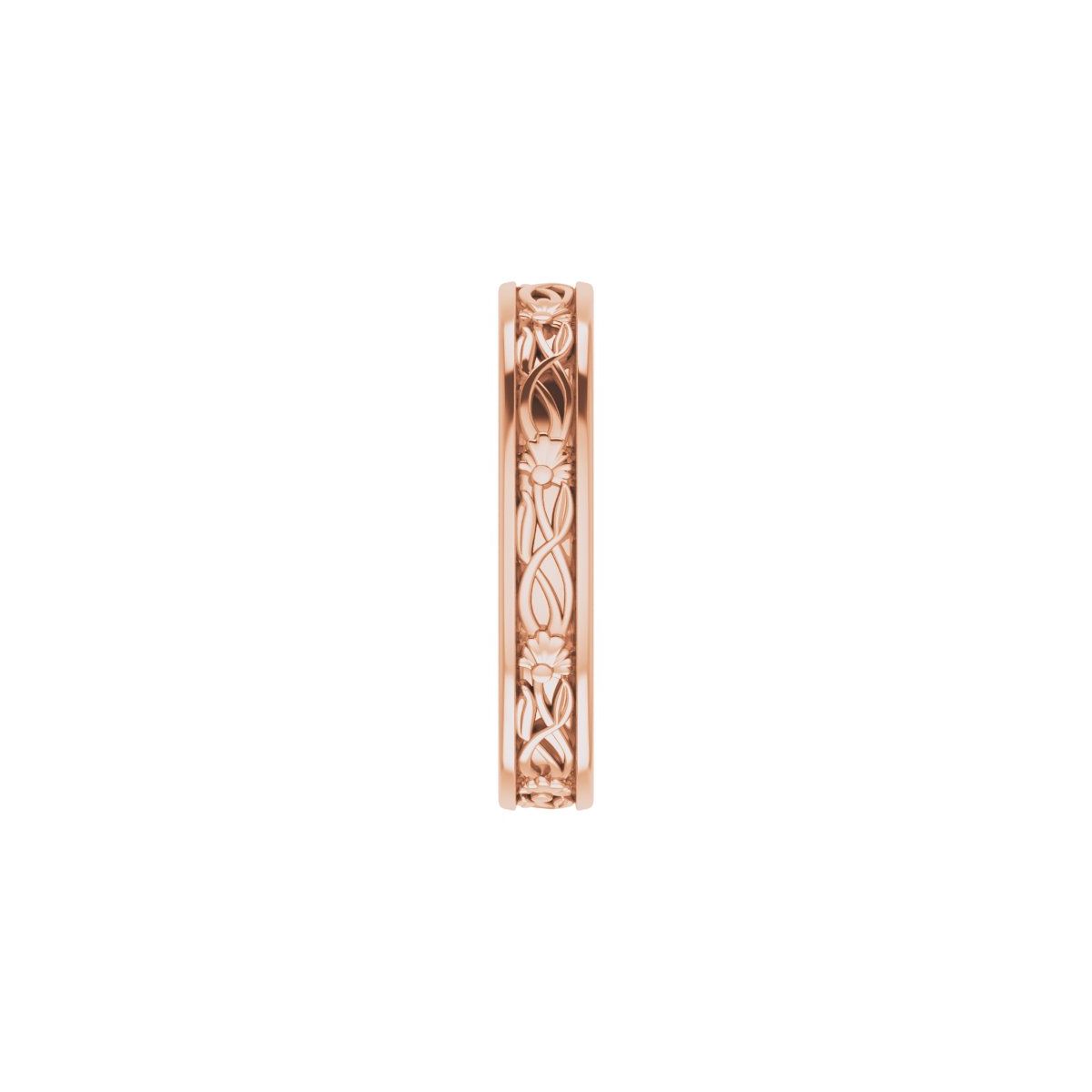Floral Flat Band with Bead Blast Finish