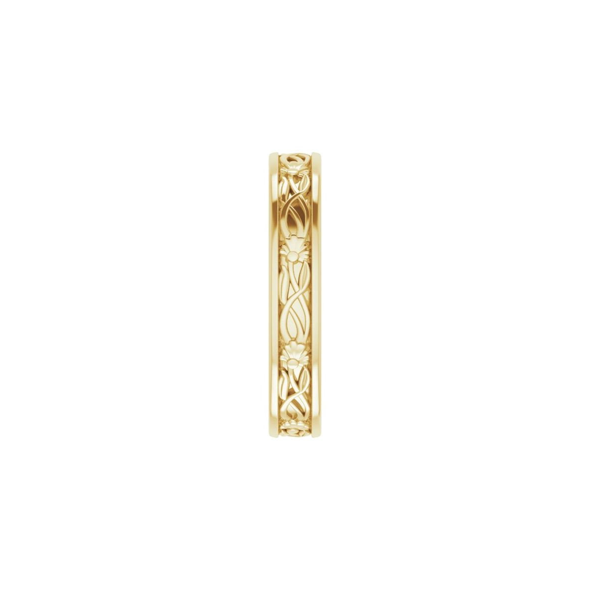 Floral Flat Band with Bead Blast Finish