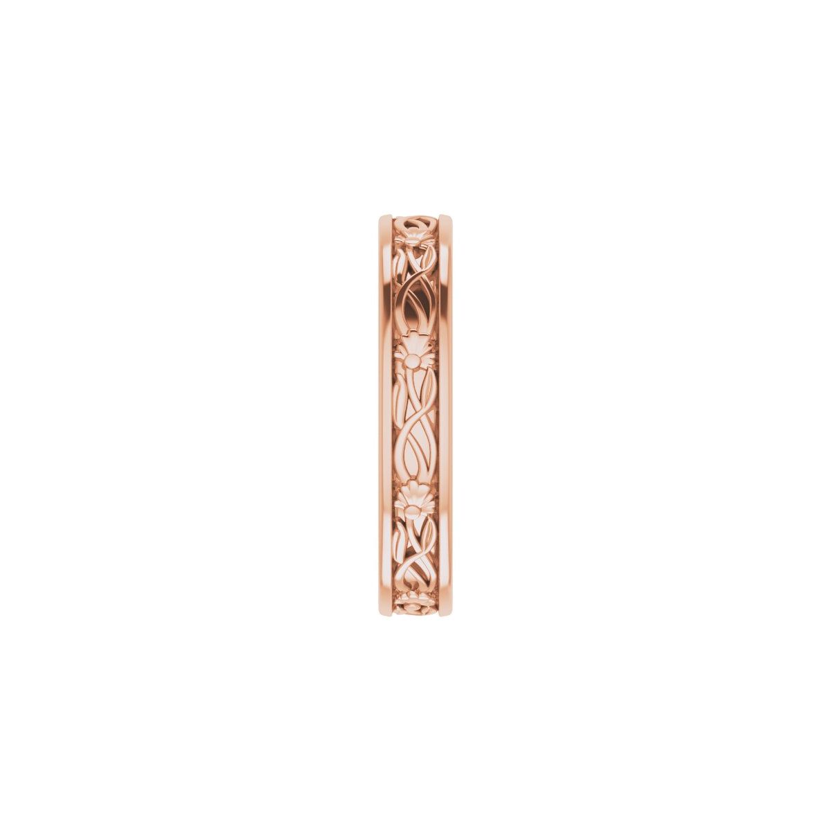 Floral Flat Band with Bead Blast Finish