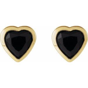 Heart Bezel-Set Stud Earrings