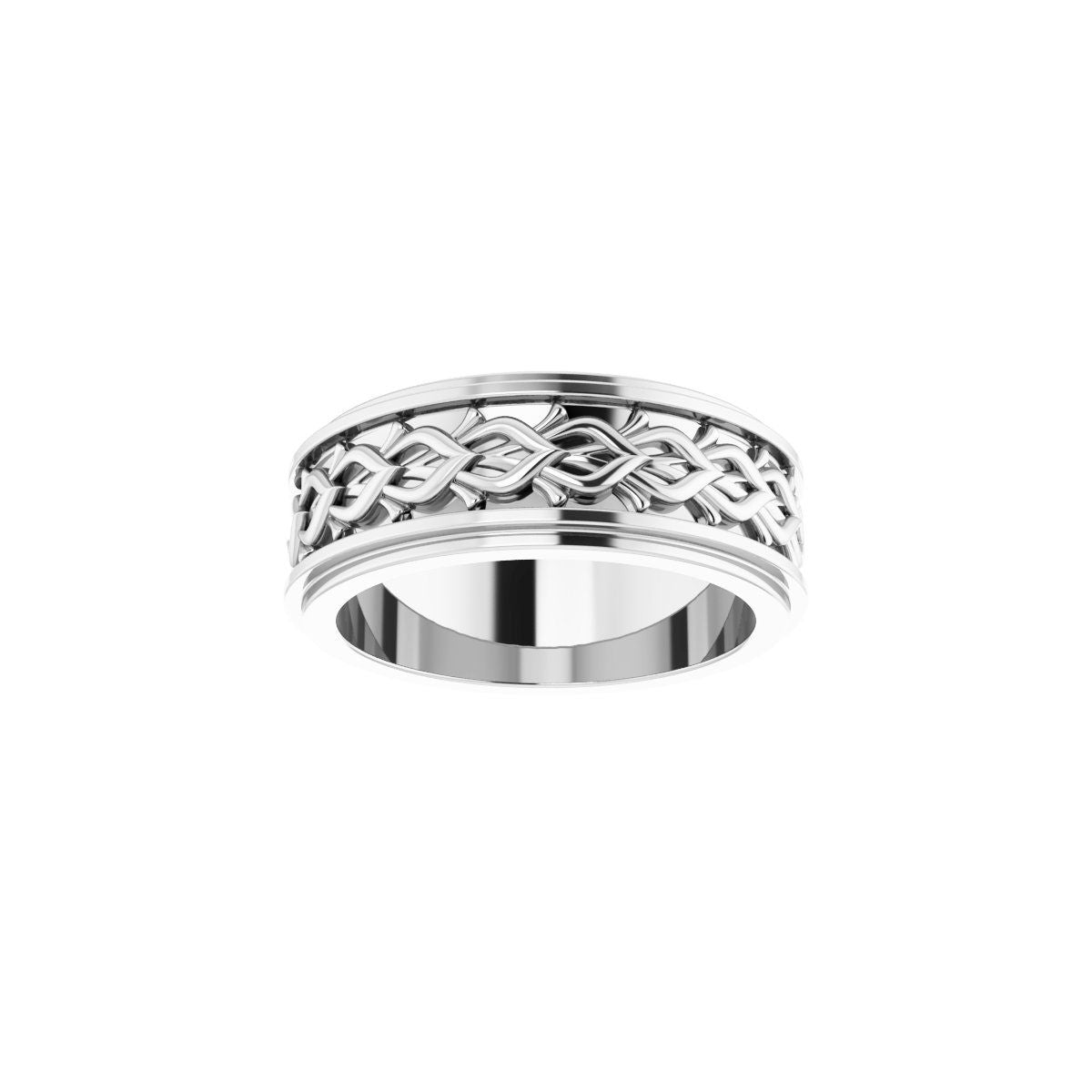 Double Stepped-Edge Sculptural Flat Band