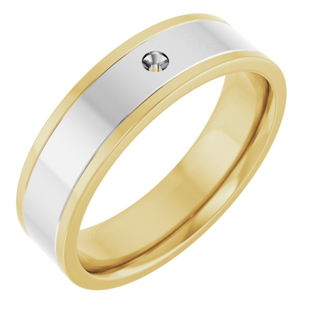 Grooved Comfort-Fit Accented Flat Band
