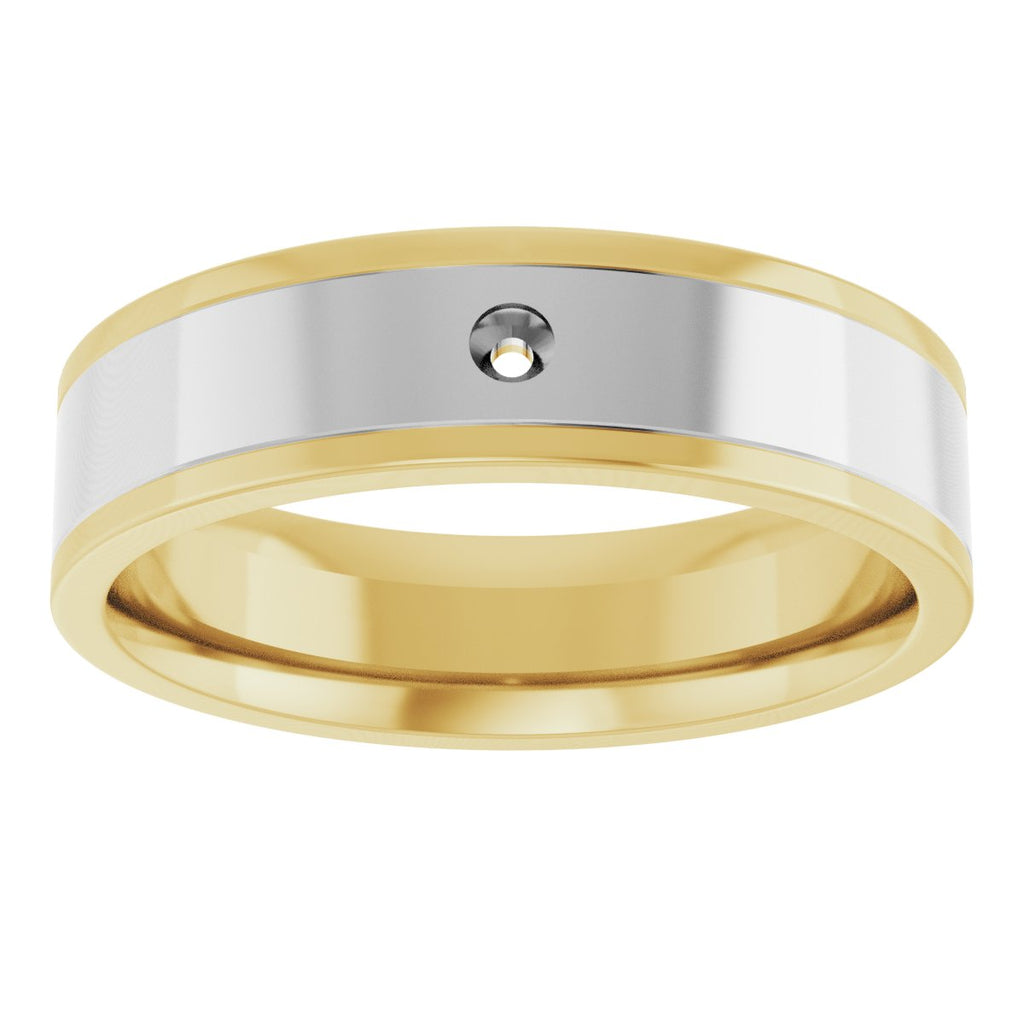 Grooved Comfort-Fit Accented Flat Band