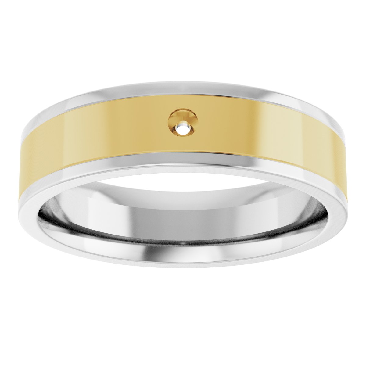 Grooved Comfort-Fit Accented Flat Band