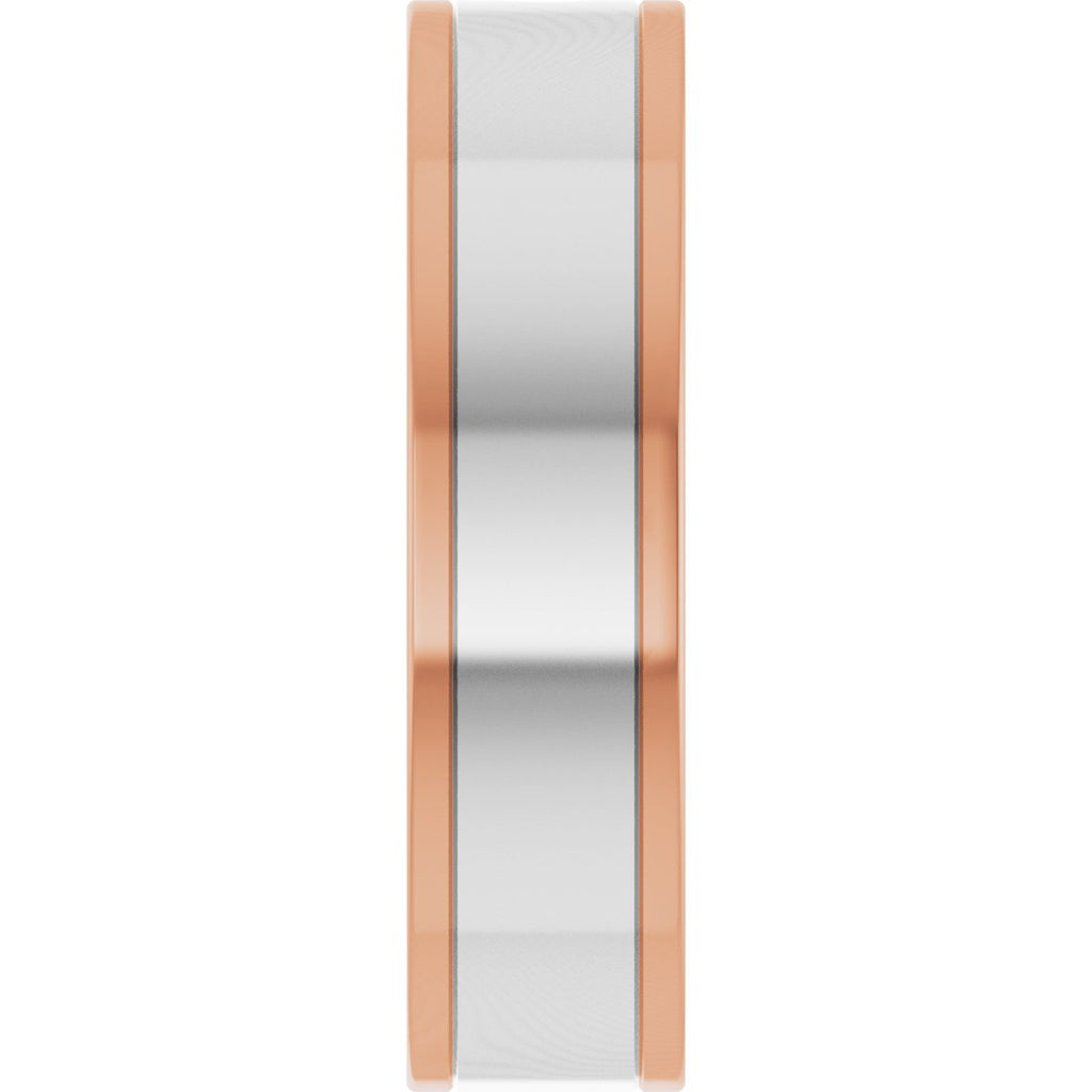 Grooved Comfort-Fit Accented Flat Band