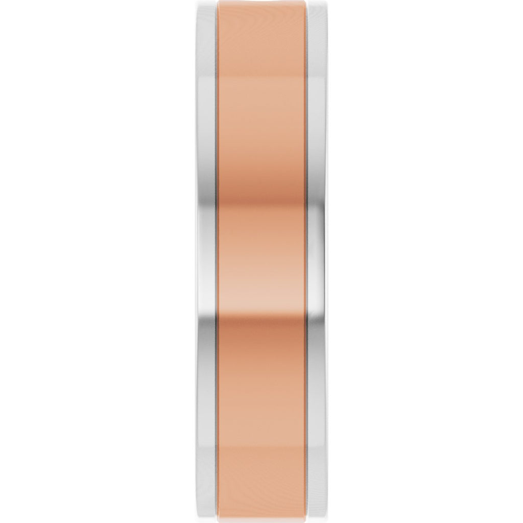 Grooved Comfort-Fit Accented Flat Band