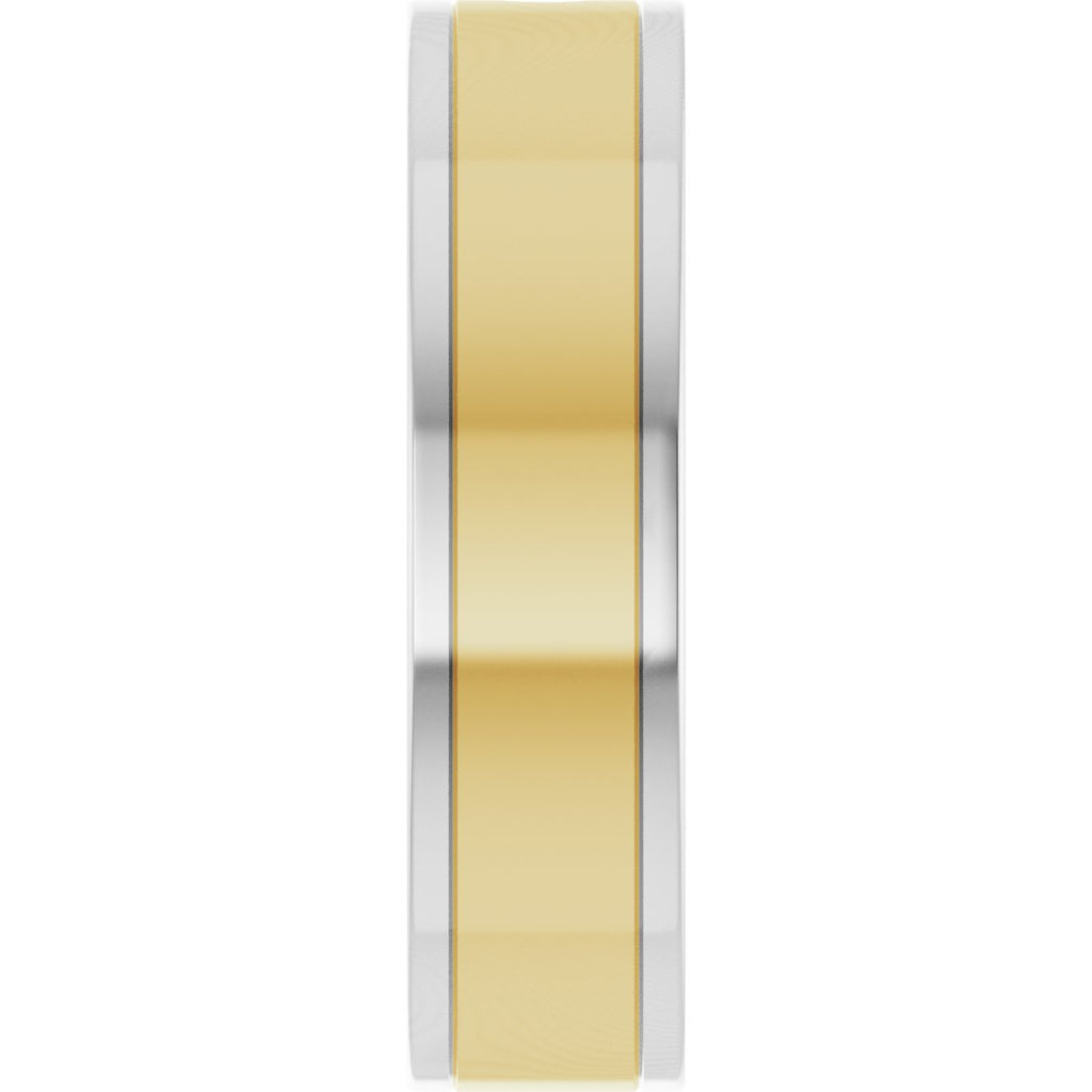 Grooved Comfort-Fit Accented Flat Band