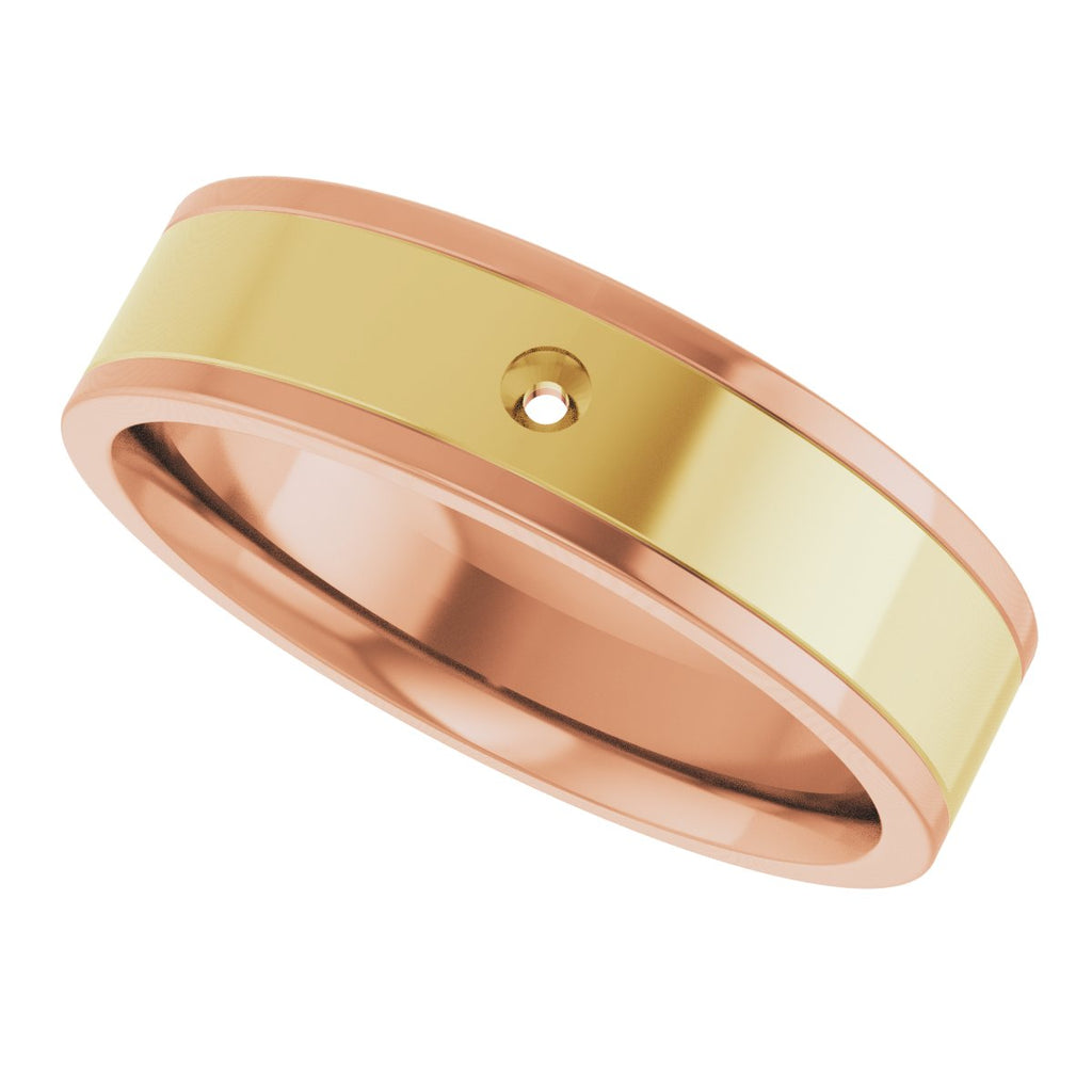 Grooved Comfort-Fit Accented Flat Band