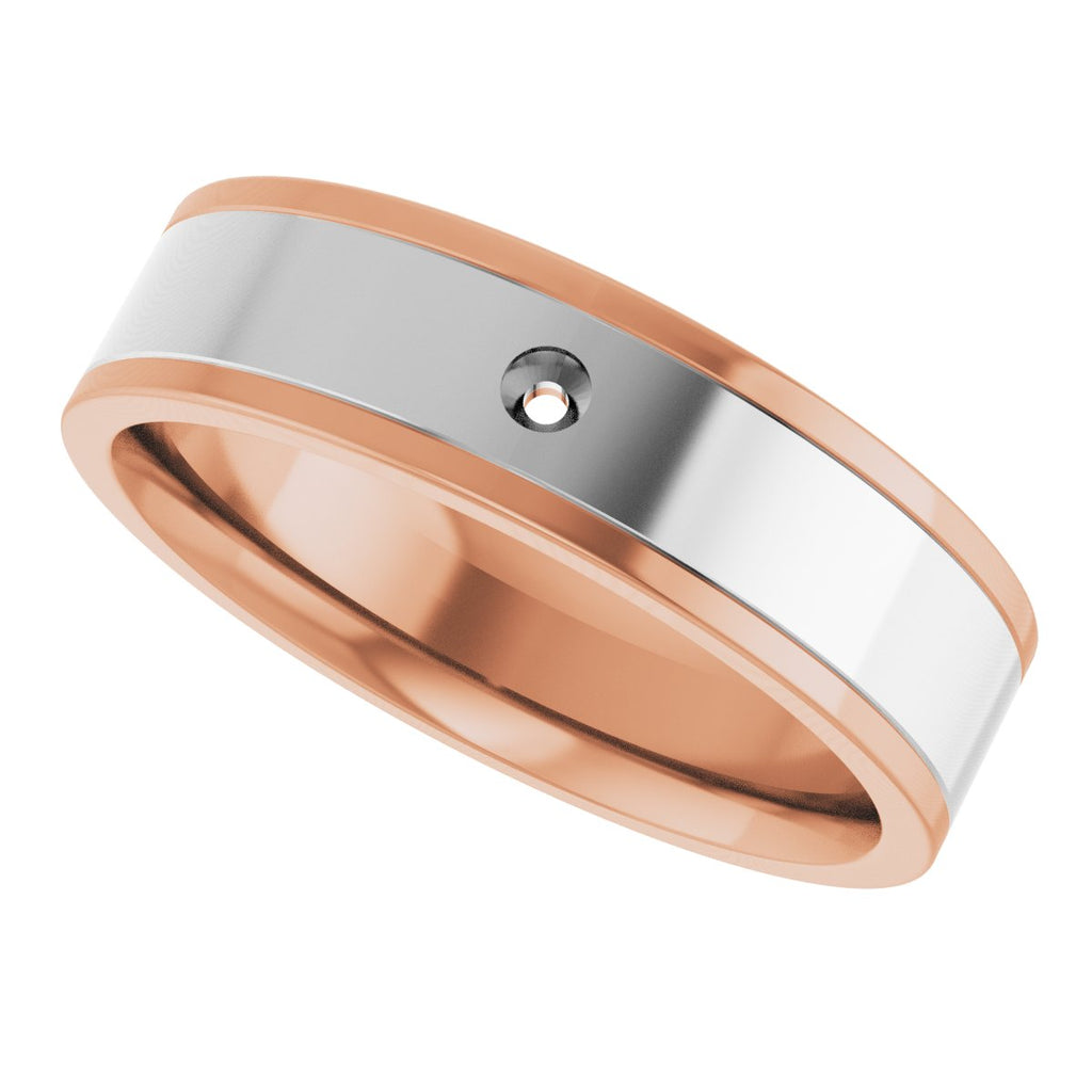 Grooved Comfort-Fit Accented Flat Band