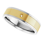 Grooved Comfort-Fit Accented Flat Band