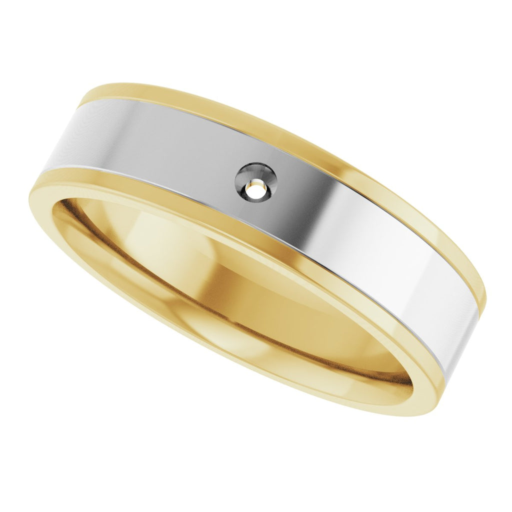 Grooved Comfort-Fit Accented Flat Band