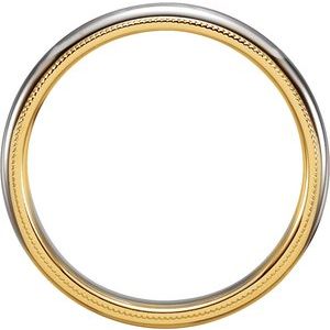 Milgrain Stepped-Edge Comfort-Fit Half Round Band
