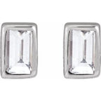Straight Baguette Bezel-Set Stud Earrings