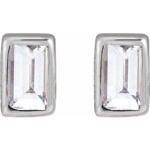 Straight Baguette Bezel-Set Stud Earrings