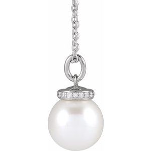 Hidden Halo-Style Pearl Necklace or Pendant