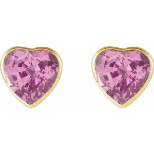 Heart Bezel-Set Stud Earrings