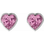 Heart Bezel-Set Stud Earrings