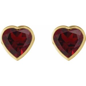 Heart Bezel-Set Stud Earrings