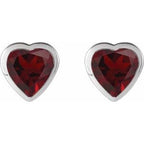 Heart Bezel-Set Stud Earrings