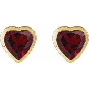 Heart Bezel-Set Stud Earrings