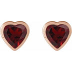 Heart Bezel-Set Stud Earrings