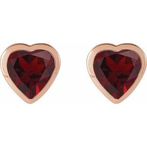 Heart Bezel-Set Stud Earrings
