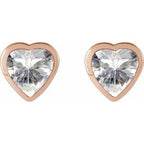 Heart Bezel-Set Stud Earrings