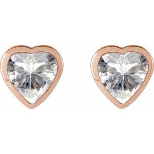 Heart Bezel-Set Stud Earrings