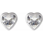 Heart Bezel-Set Stud Earrings