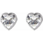 Heart Bezel-Set Stud Earrings