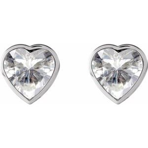 Heart Bezel-Set Stud Earrings