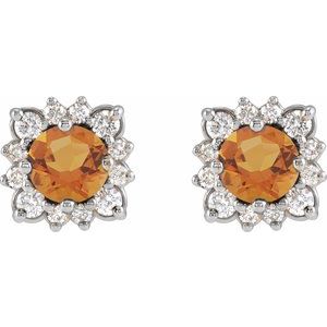 Round Halo-Style Earrings