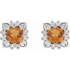 Round Halo-Style Earrings