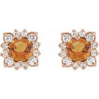 Round Halo-Style Earrings